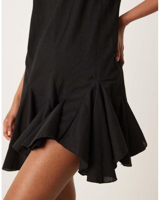 ASOS Black Sleeveless Full Godet Hem Playsuit