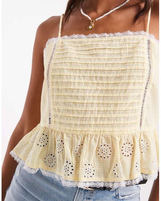 ONLY Blue Broderie Crop Cami