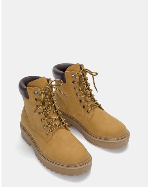 Pull&Bear – flache schnürstiefel in Brown für Herren