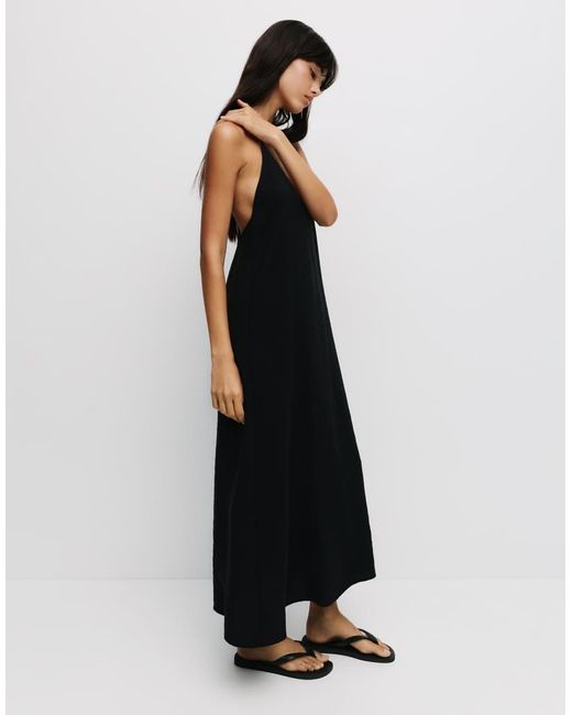 Pull&Bear Midi Jurk Met Halternek in het Black
