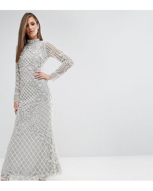 A Star Is Born Metallic All Over Baroque Embellished Maxi Dress