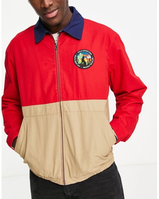 Polo Ralph Lauren Club Bayport Colourblock Windbreaker in Red for