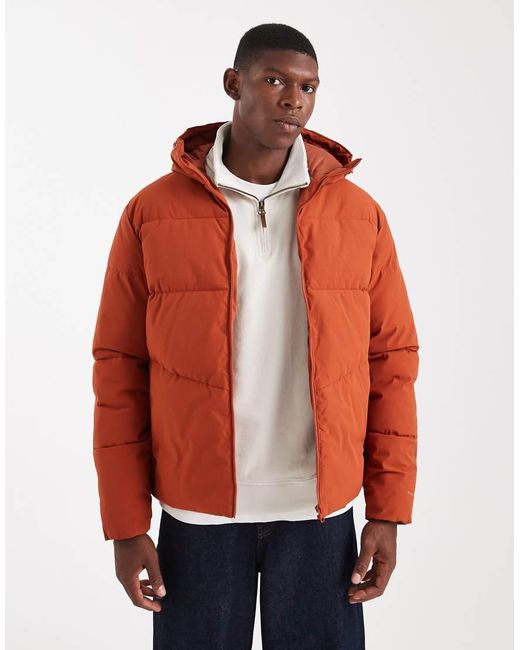 Jack & Jones Red Hooded Puffer Jacket for men