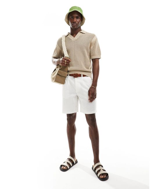 Polo en maille texturée avec col à revers - marron Pull&Bear pour homme en coloris White