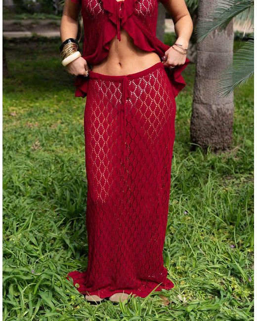 Daisy Street Green X Molly Mcfarlane Crochet Maxi Skirt