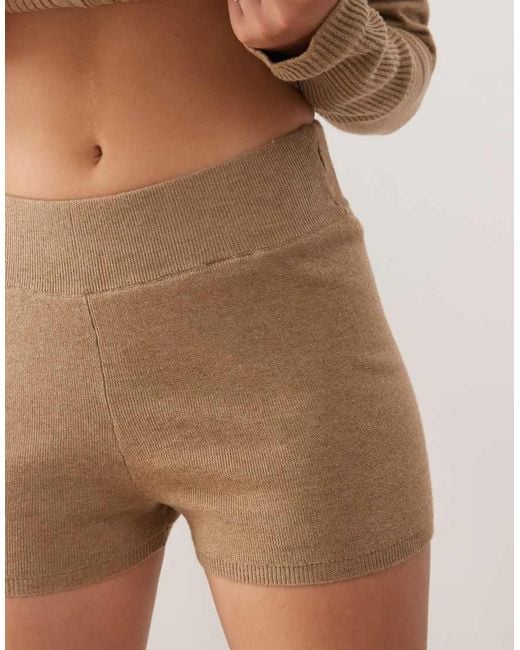 Noisy May Gebreide Mini Shorts in het Brown