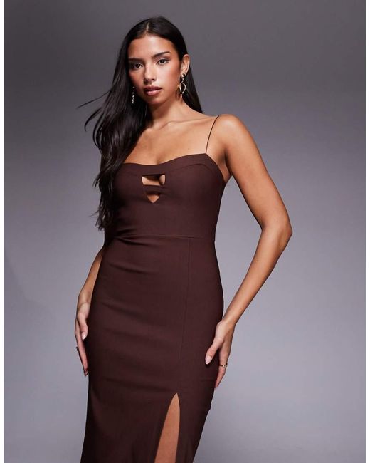 Vesper Purple Strappy Midaxi Dress With Bust Detail