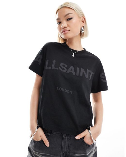 AllSaints Black Lisa biggy Tonal Logo Oversized T-shirt