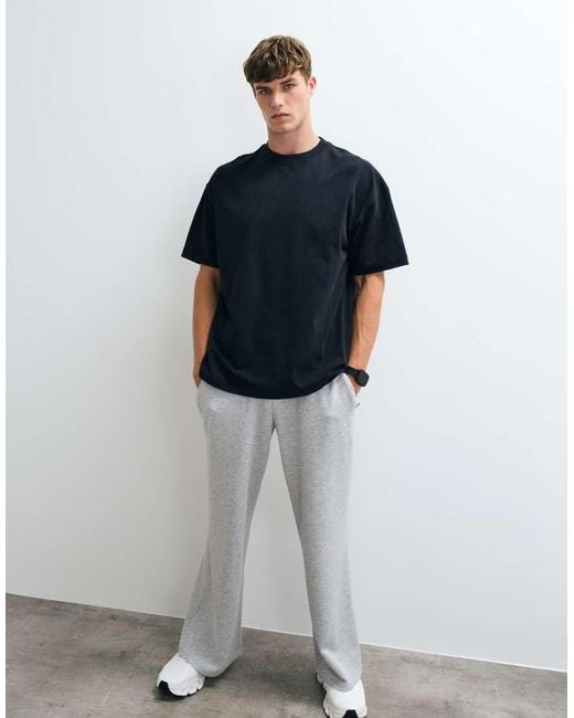 4505 Blue Heavyweight Cotton Oversized T-shirt With Back Print for men