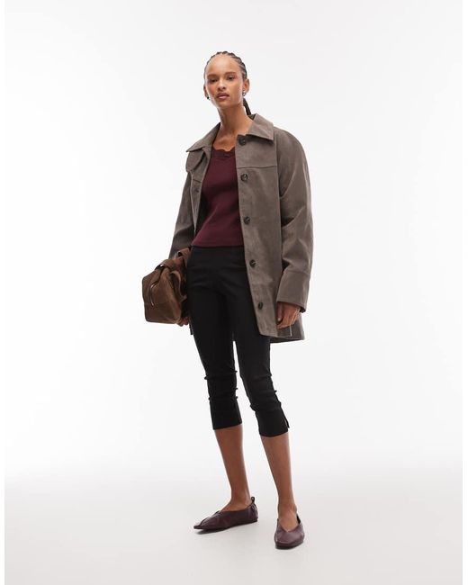 ASOS Geribbelde Top Met Hartvormige Kanten Halslijn En Lange Mouwen in het Purple