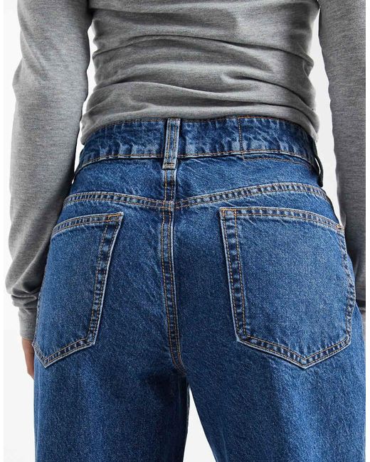 ASOS Blue Asos Design Circular Design Collection Petite Wide Leg Dad Jeans