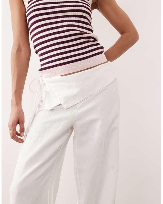 Mango Pink Teen Folded Waist Straight Trouser