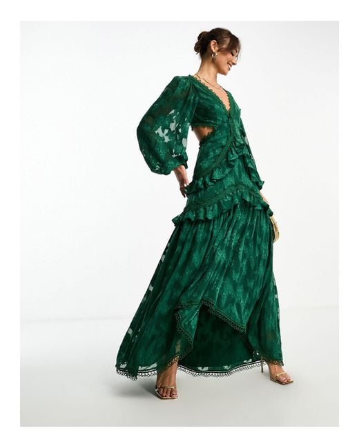 white christmas dresses Green Cut-Out Sleeveless Midi Dress – FARM Rio main image 0