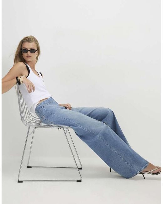 River Island Blue Pull On Palazzo Jeans