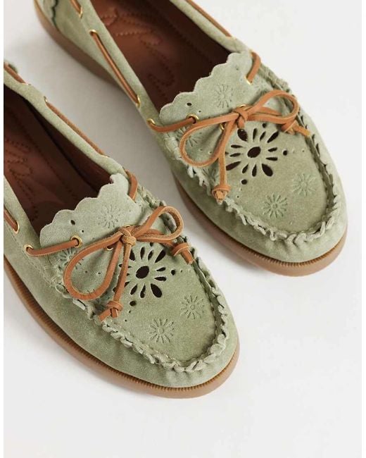 Free People Green Lagoon Cut Out Boat Shoes