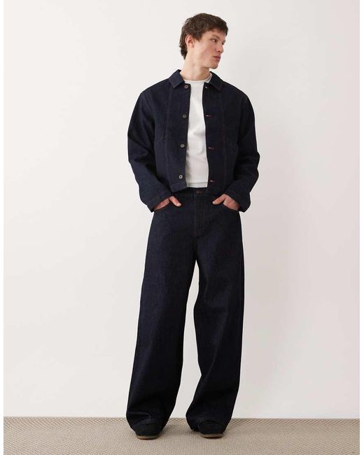 ASOS Blue Co-ord Harrington Denim Jacket for men