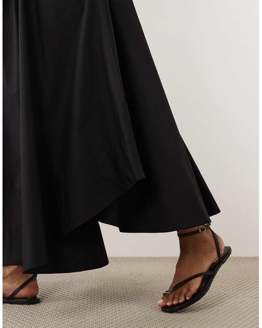 ARKET Black Dipped Hem Midi Skirt
