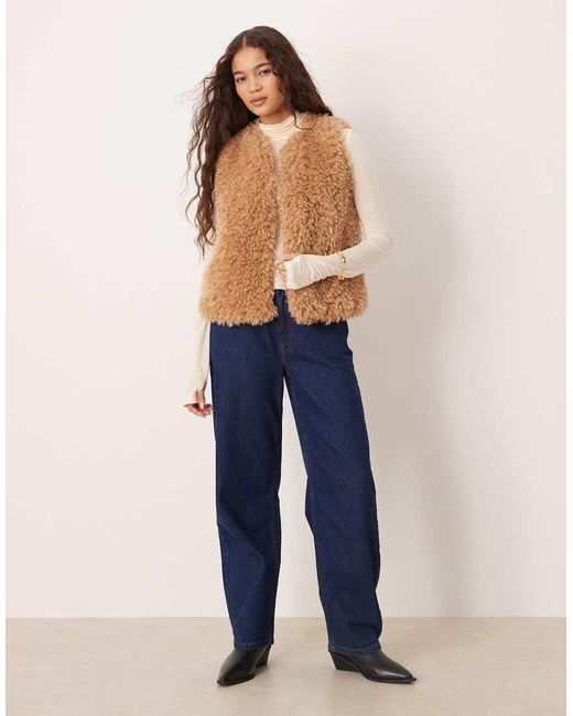 Threadbare Blue Faux Fur Shearling Gilet