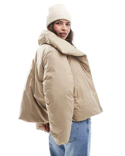 Vero Moda Natural Short Padded Jacket With Wide Sleeves