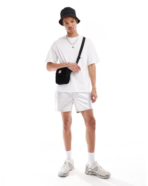 ASOS – shorts aus beschichtetem kunstleder mit metallic-design, kombiteil in White für Herren