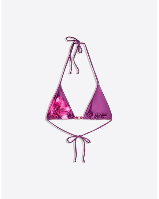 Bershka Red Satin Triangle Bikini Top