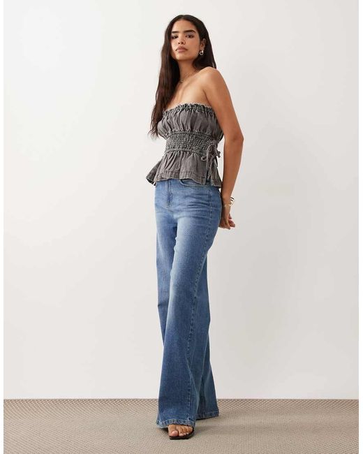 Muse Assembly Gray Jane Ruched Denim Bandeau