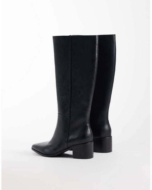 London Rebel Black Jessie Refined Pointed Toe Knee Boots