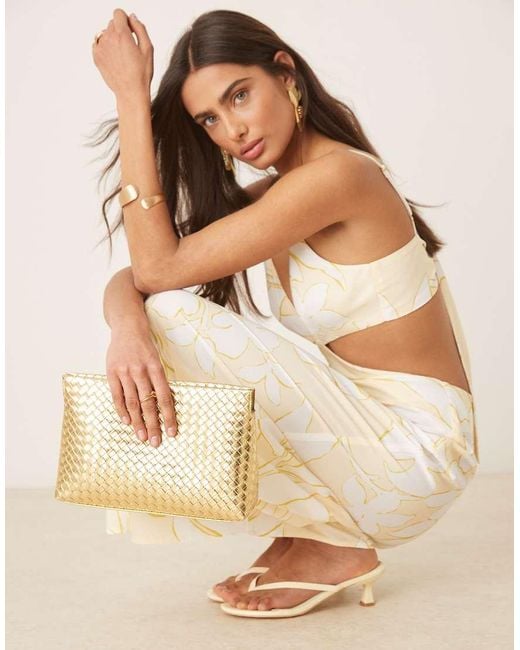 ASOS Natural Weave Zip Top Clutch Bag