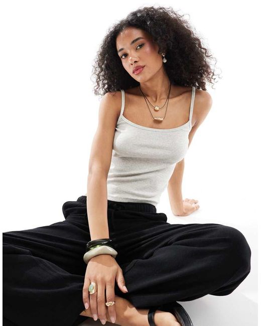Hollister Black Spaghetti Strap Ribbed Tank Top