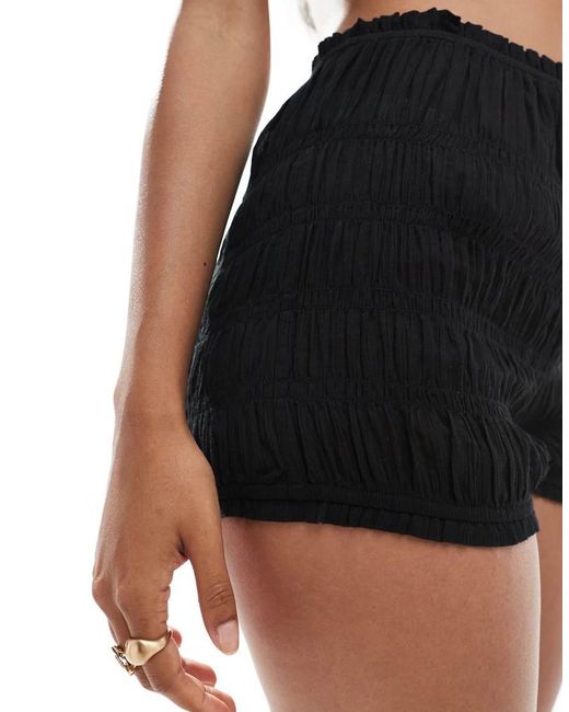 ASOS Black Crinkle Shirred Short