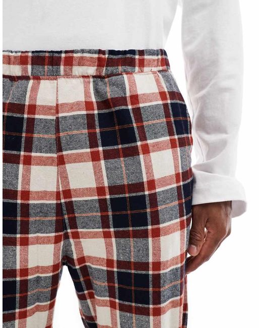 Jack & Jones Geruite Pyjamabroek Met Geborstelde Textuur in het White voor heren