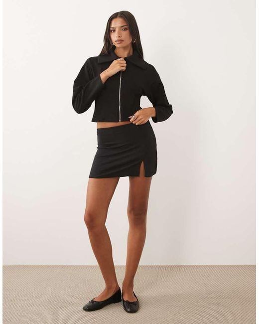 ASOS Black Co-ord Zip Through Oversized Collar Jacket