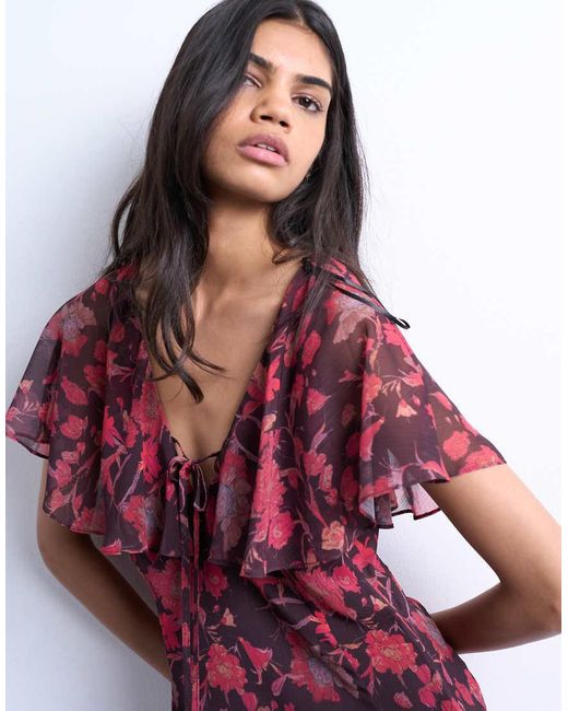 TOPSHOP Purple Chiffon Mini Tea Dress