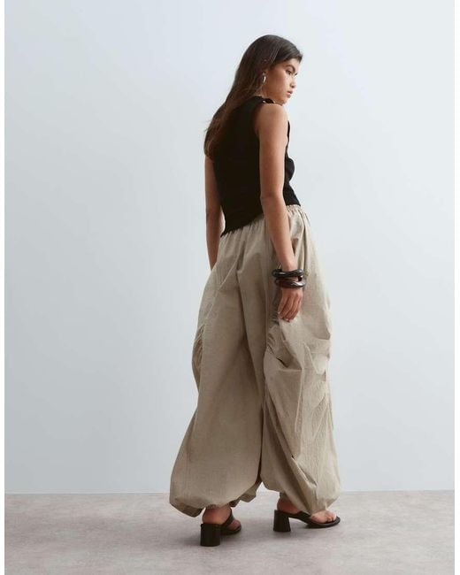 ARRANGE Natural Ruched Barrel Leg Utility Balloon Pants
