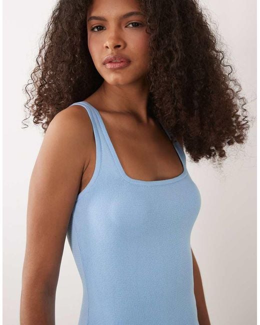 ASOS Blue Knitted Square Neck Mini Dress