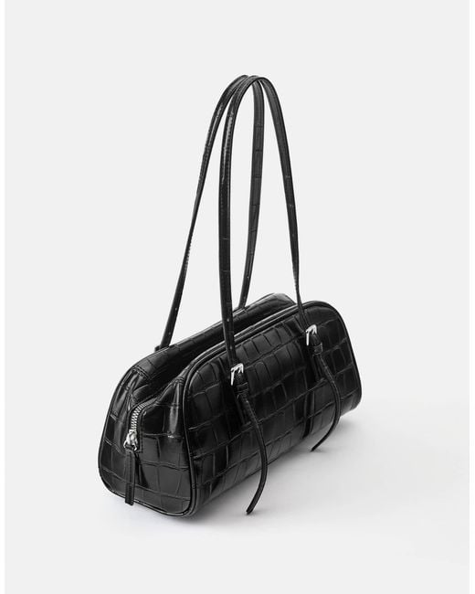 Pull&Bear Black Schultertasche mit struktur