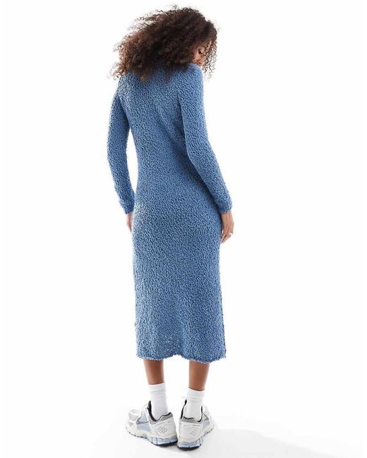 ONLY Blue Textured Midaxi Knitted Dress