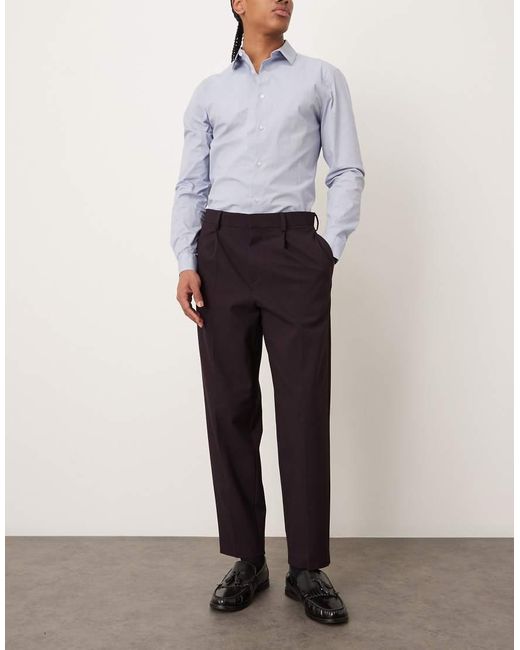 ASOS Black Smart Pleated Relaxed Tapered Trousers for men
