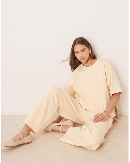 ASOS Natural Interlock Co-ord Split Side Tee
