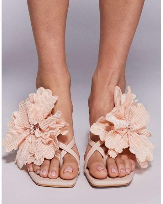 Public Desire Brown Varley Flower Mid Heeled Sandals