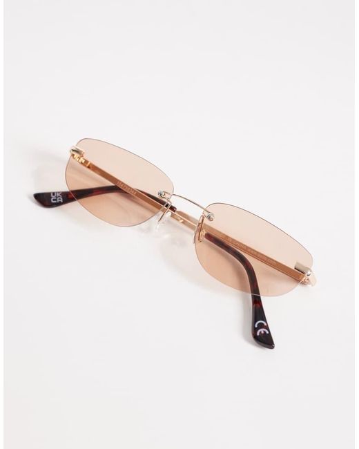ASOS Natural Rimless Rectangle Sunglasses for men