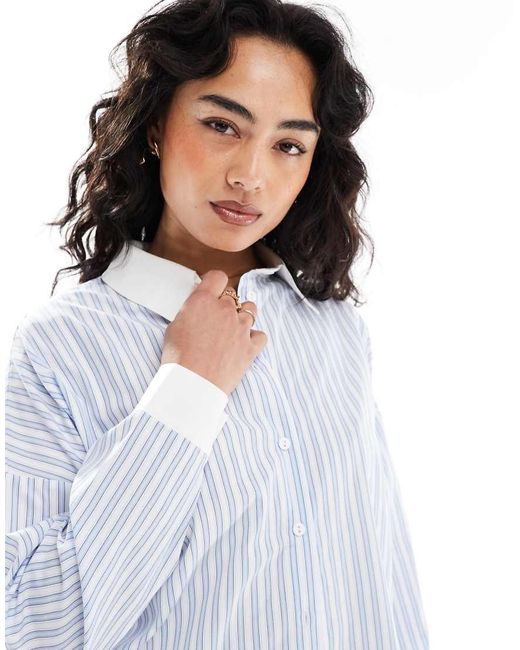 Camicia Oversize Con Polsini E Colletto A Contrasto di ASOS in White