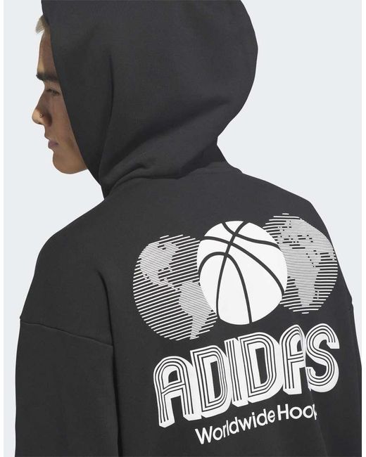 Adidas Originals Gray World Wide Hoops Hoodie