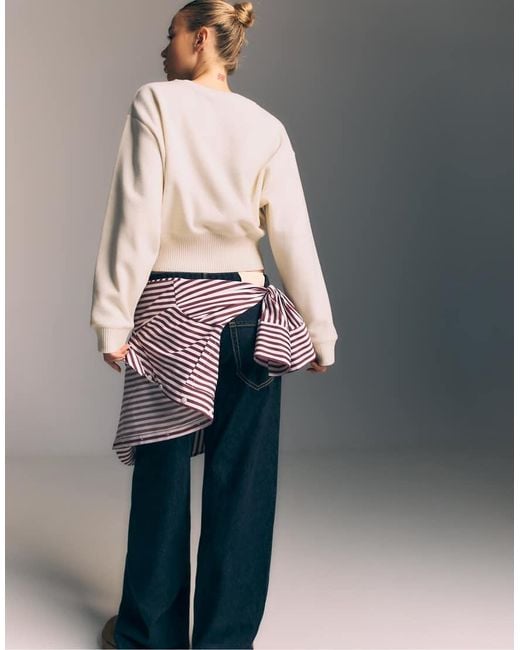 Stradivarius Gebreide Top Met Sjerp in het Gray