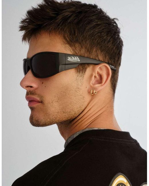 Aire Black X Von Dutch Outlawed Wrap Around Sunglasses