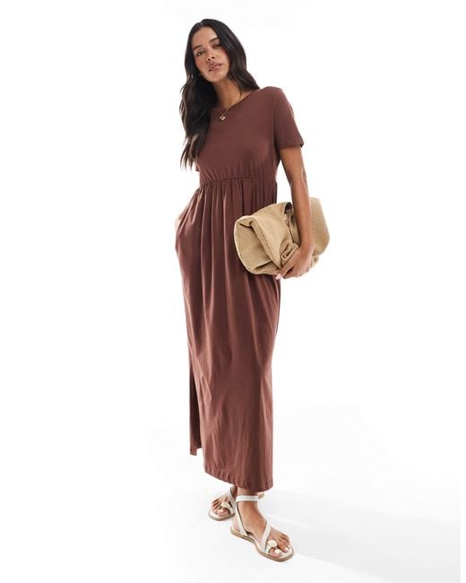 Threadbare Brown – midi-t-shirt-kleid