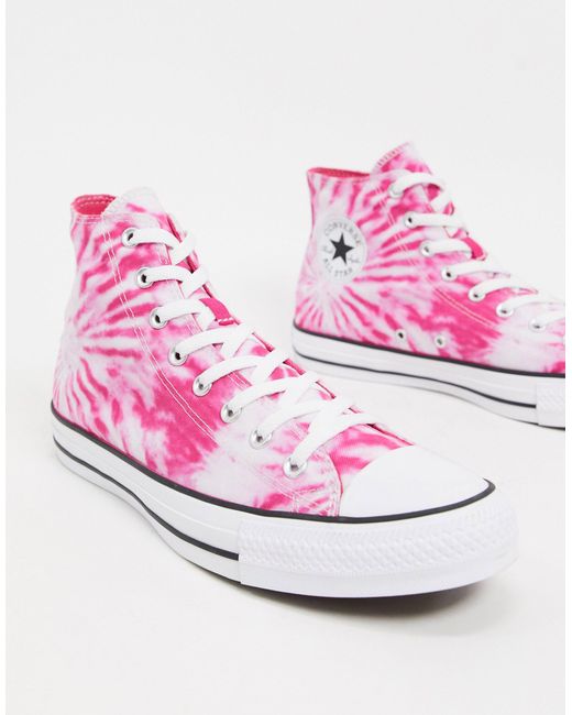 Converse Pink Chuck Taylor All Star Hi Tie Dye Trainers for men