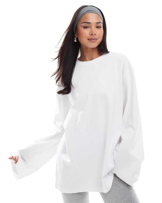 Weekday White Oversized Long Sleeve Top