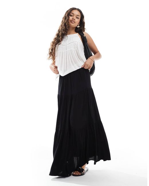 Stradivarius White Petite Boho Midi Skirt