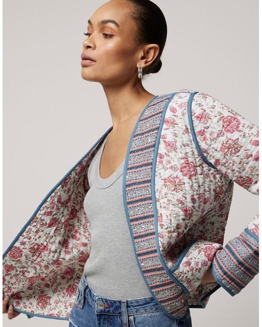 River Island Pink Quilted Floral Jacket